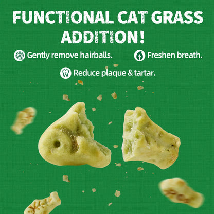 Natural Cat Grass Treats for Hairball Relief & Dental Care – Tasty Catnip Snacks by JUSTTRY, 13.4oz