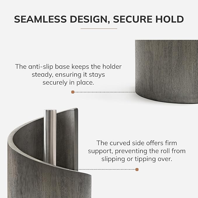 Mountain Paper Towel Holder Countertop with Mango Wood Round Base and Iron Holder