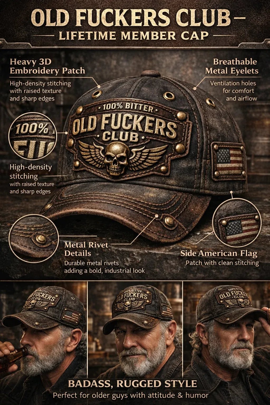 🔥Last Day 50% OFF - Old Fuckers Club Vintage Baseball Cap