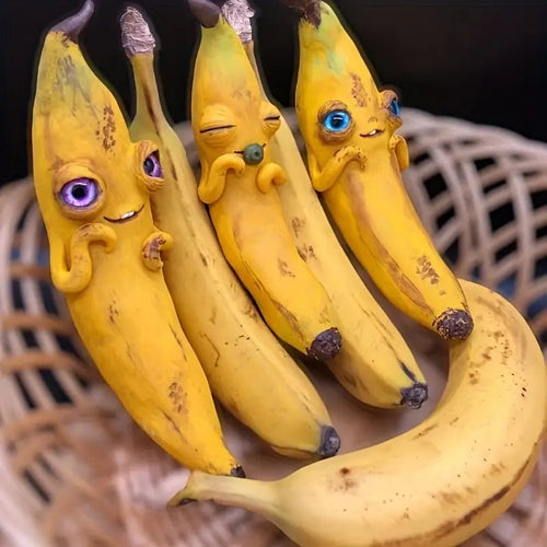 🍌 Halloween Funny Banana Resin Figurines with Googly Eyes