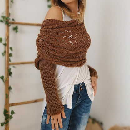 ON SALE🔥Scarf With Sleeves, Knitted Cable Wrap