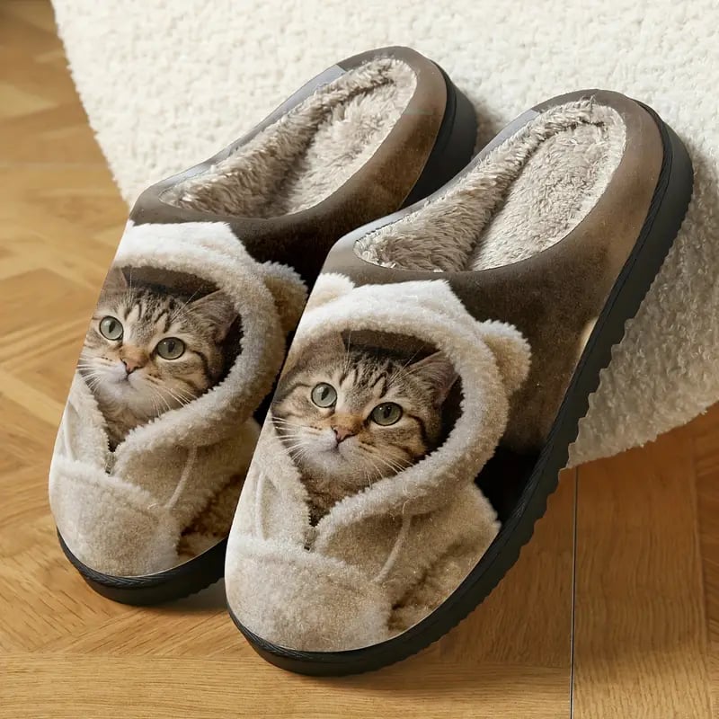 🐾 Cozy Cat Print Slip-On Slippers 🐱✨