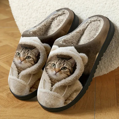 🐾 Cozy Cat Print Slip-On Slippers 🐱✨