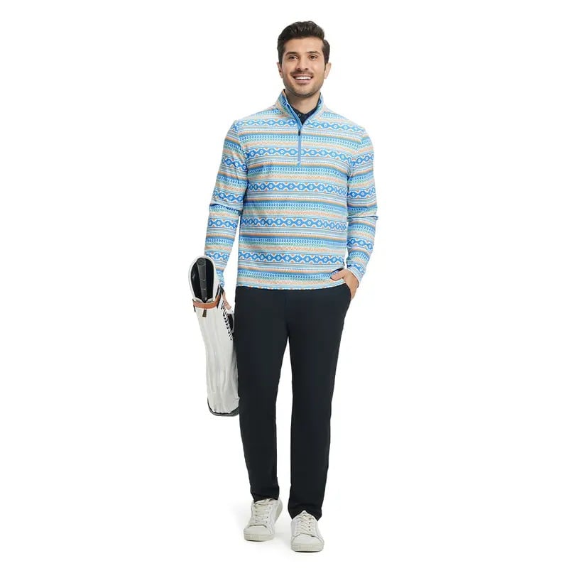MAELREG Men’s Quarter Zip Golf Pullover, Dry Fit Long Sleeve Performance Sweatshirt, Moisture Wicking 1/4 Zip Printed Athletic Top