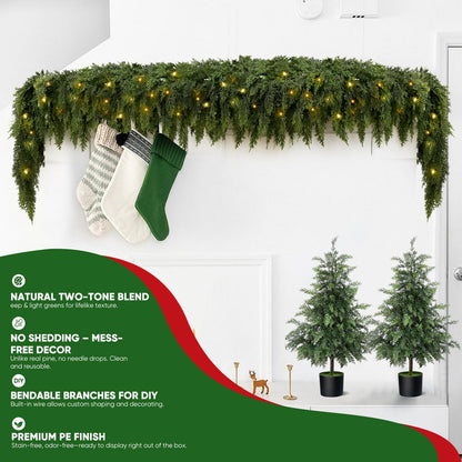 🏆2025 HOT SALE💥 Pre-lit Christmas Cedar Garland
