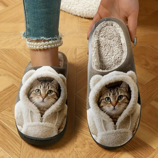 🐾 Cozy Cat Print Slip-On Slippers 🐱✨