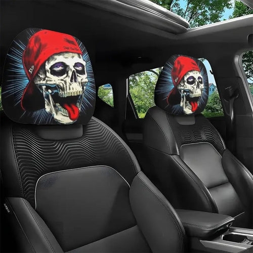 💀 Street-Style Skull Car Headrest Covers 🚗🔥