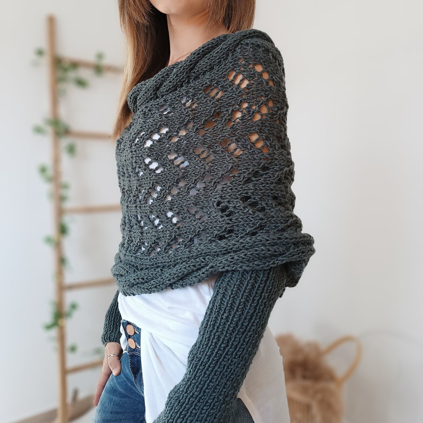 ON SALE🔥Scarf With Sleeves, Knitted Cable Wrap