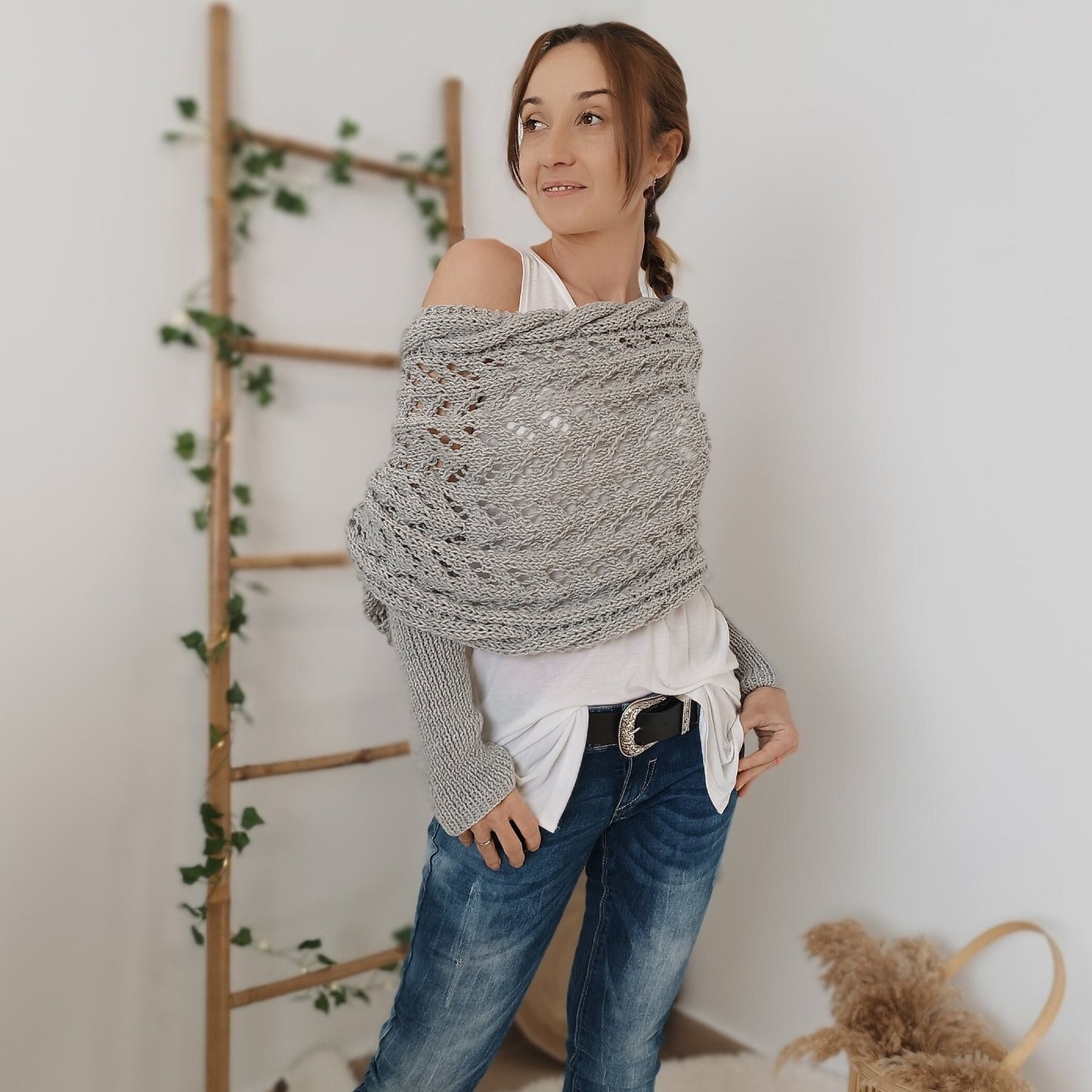 ON SALE🔥Scarf With Sleeves, Knitted Cable Wrap