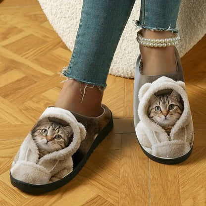🐾 Cozy Cat Print Slip-On Slippers 🐱✨