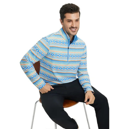 MAELREG Men’s Quarter Zip Golf Pullover, Dry Fit Long Sleeve Performance Sweatshirt, Moisture Wicking 1/4 Zip Printed Athletic Top