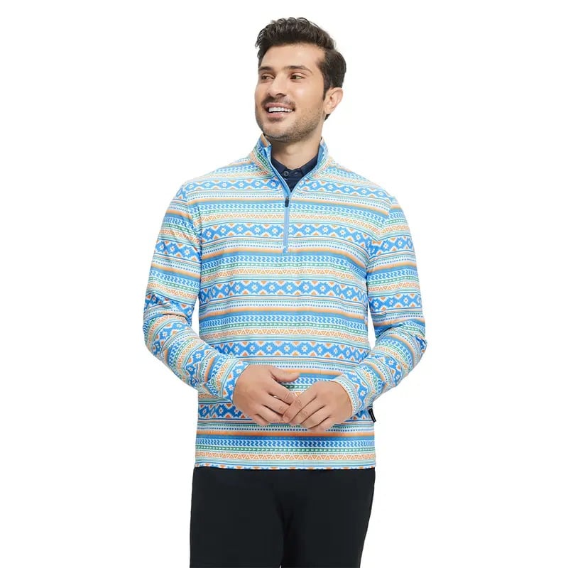 MAELREG Men’s Quarter Zip Golf Pullover, Dry Fit Long Sleeve Performance Sweatshirt, Moisture Wicking 1/4 Zip Printed Athletic Top