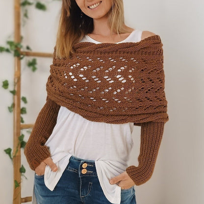 ON SALE🔥Scarf With Sleeves, Knitted Cable Wrap